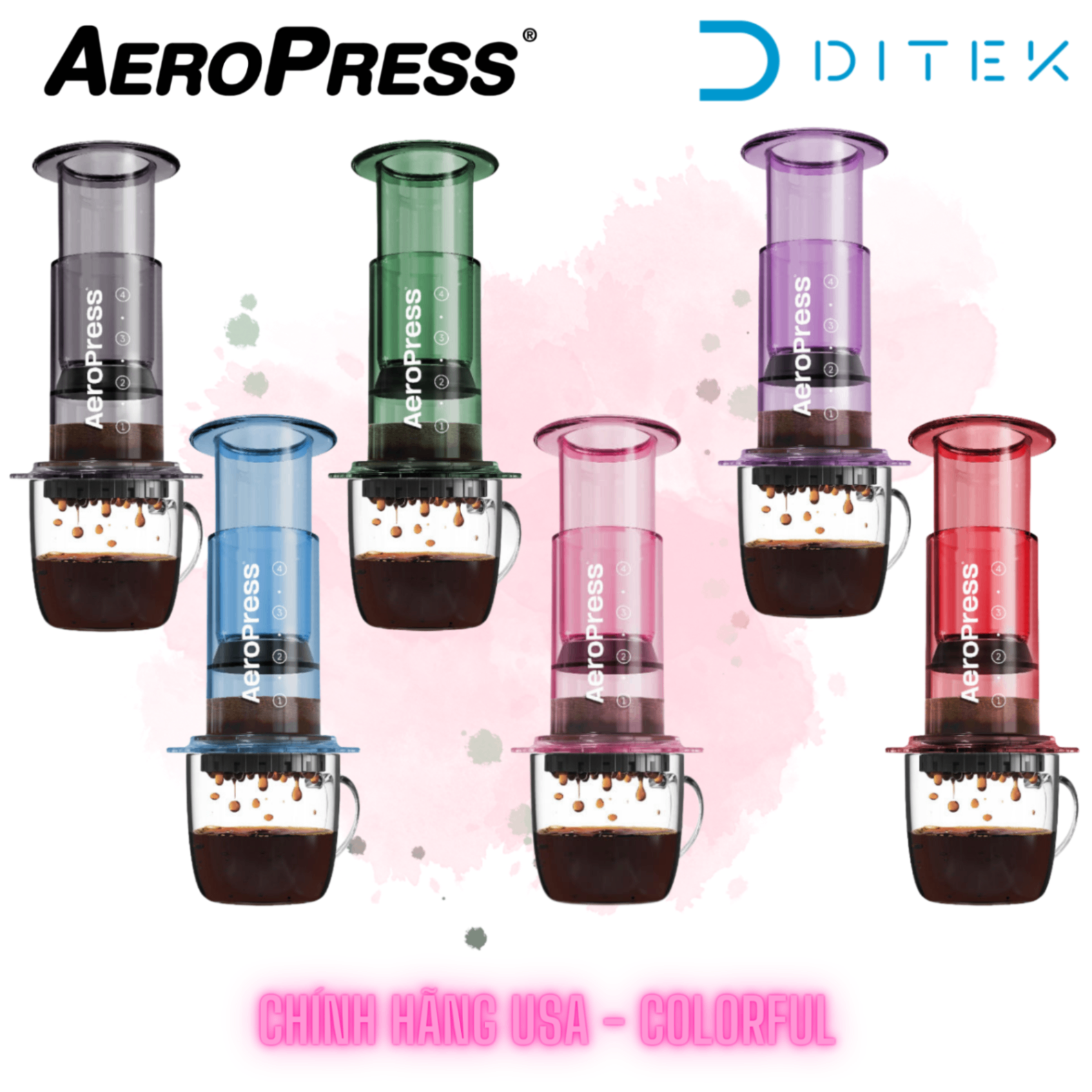 AEROPRESS CLEAR COLORFUL Chính hãng Mỹ | chất liệu Tritan trong suốt