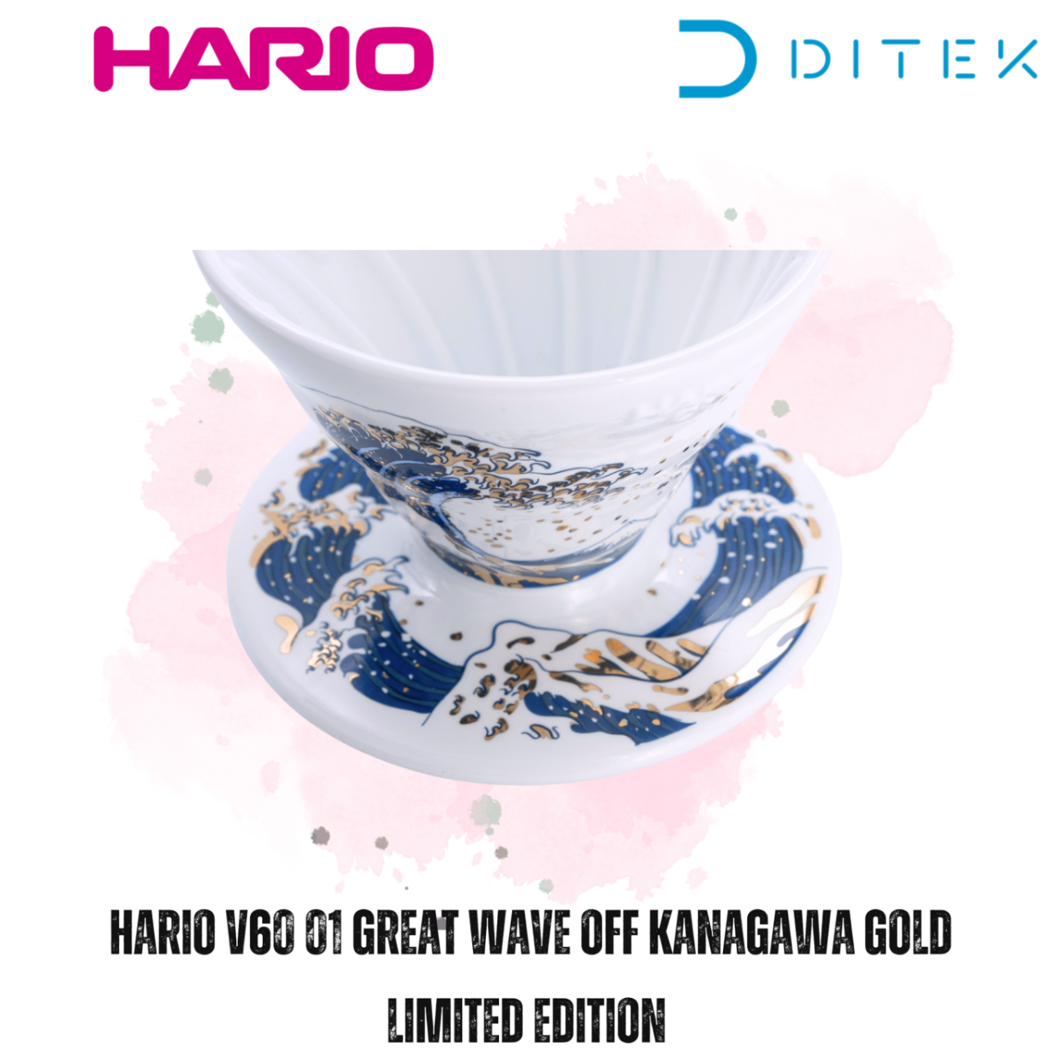 Phễu lọc cà phê Hario V60 01 Great Wave Off Kanagawa Gold Limited Edition