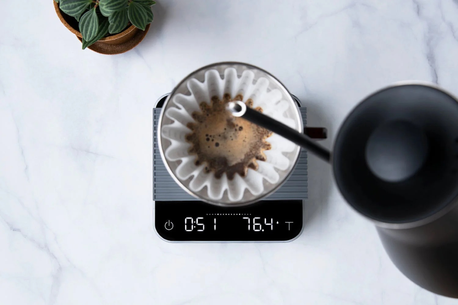 Cân Acaia Pearl 2021 USB-C – Cân pha cà phê barista cao cấp, màn LED, flow rate, chính hãng