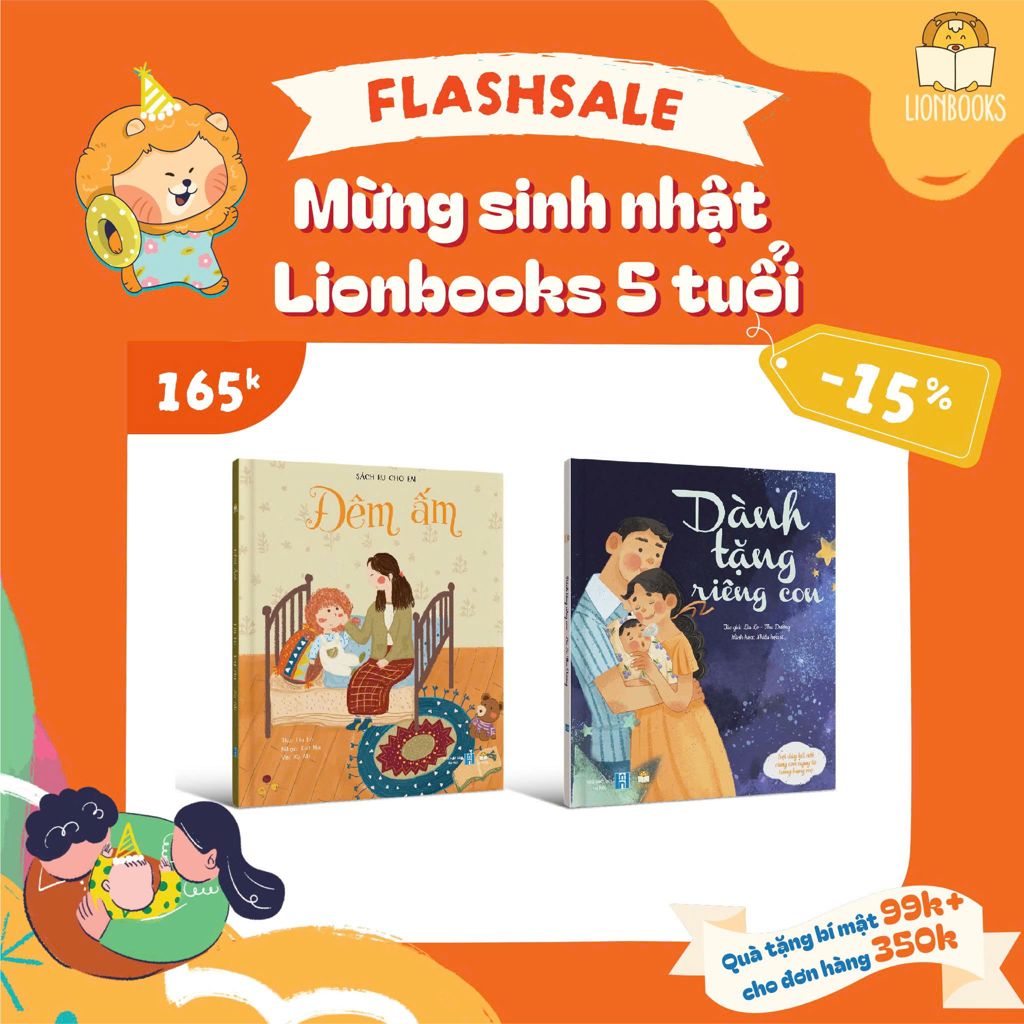 Combo 2 cuốn Sách ru bìa cứng Đêm ấm và Dành tặng riêng con