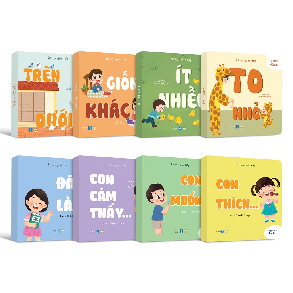 Combo 8 cuốn Bé Học Giao Tiếp bồi cứng cho bé tập nói