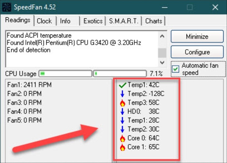 Kiểm tra bằng SpeedFan