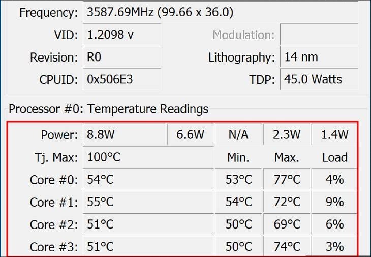 Kiểm tra bằng Core Temp