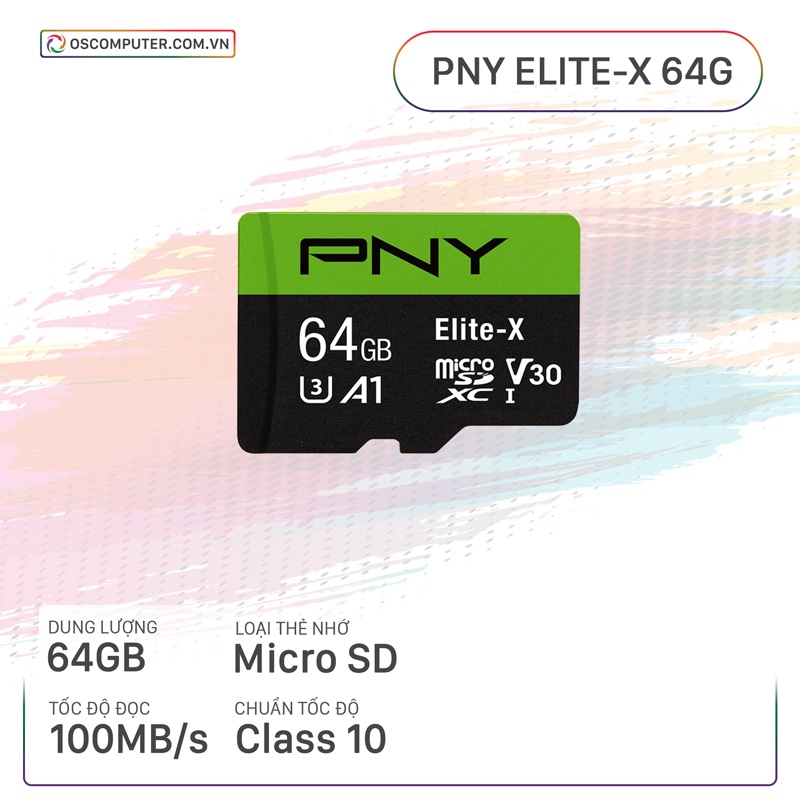 Thẻ nhớ Micro SD PNY Elite-X 64GB Class 10