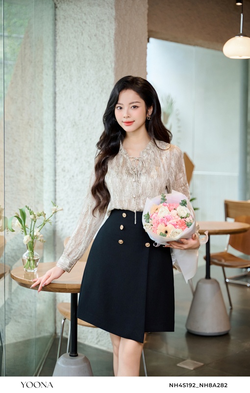 NH4S192- Áo chiffon họa tiết vằn