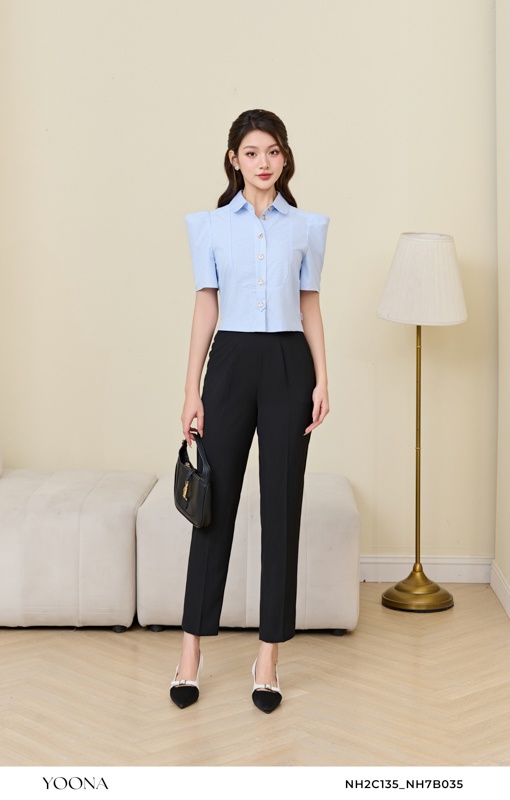 NH7B035- Quần twill silk vân lưới