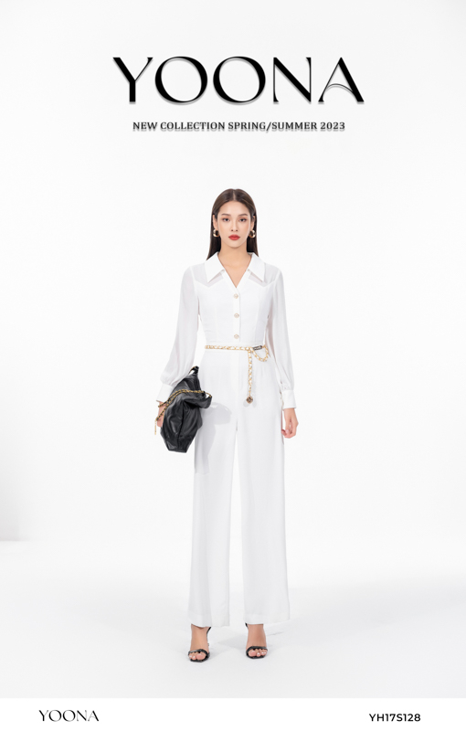 YH17S128 - Bộ jumpsuit chéo trắng