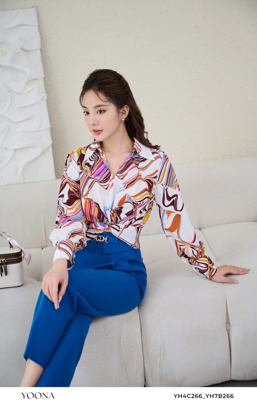 YH4C266 - Áo chiffon nâu,vàng, hồng, trắng