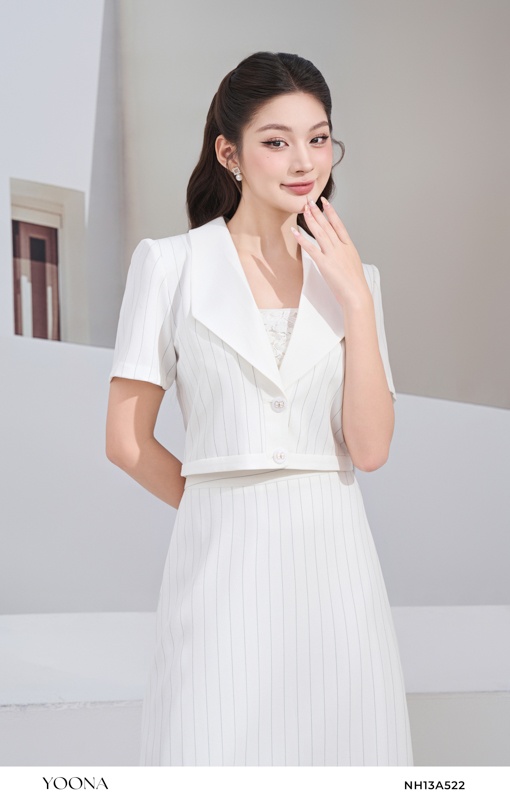 NH13A522- Bộ twill silk kẻ