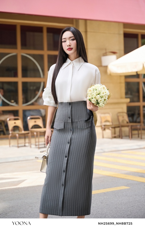 NH8B725- Juyp twill silk chéo kẻ