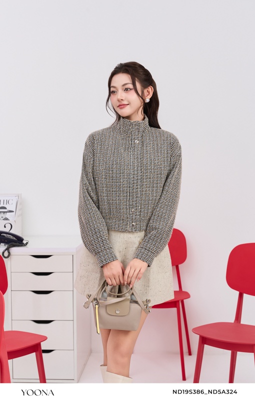 ND19S386 - Áo khoác dạ tweed kẻ