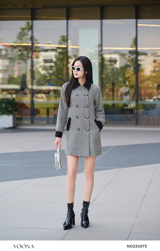 ND22A373 - Áo măng tô dạ tweed