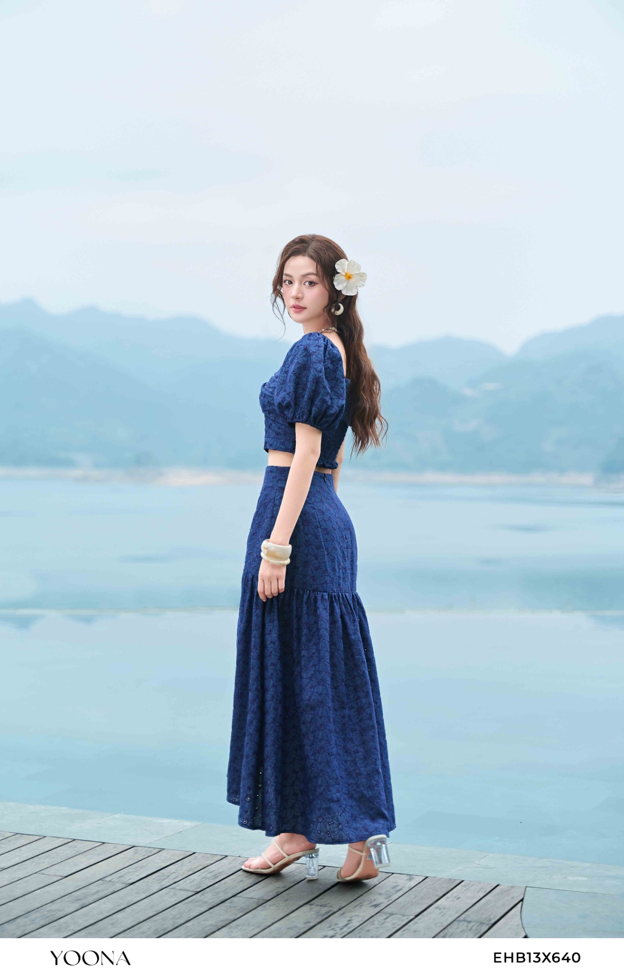 EHB13X640 - Sét bộ denim thêu hoa 3D