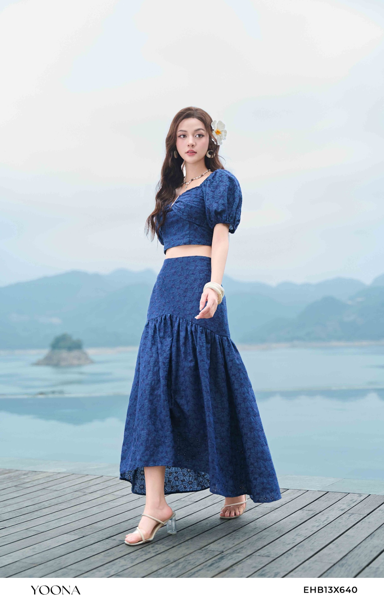 EHB13X640 - Sét bộ denim thêu hoa 3D
