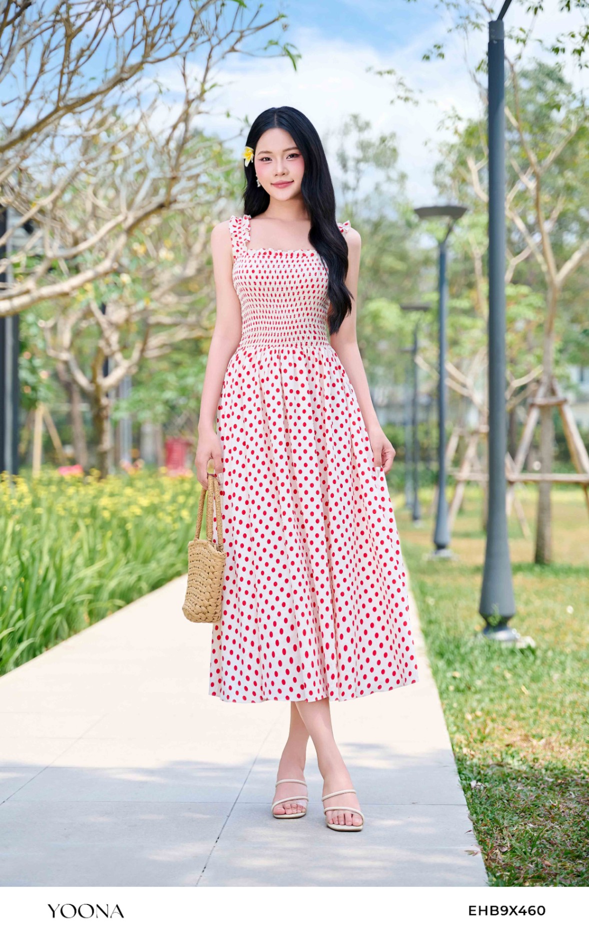 EHB9X460 - Đầm đũi chấm bi