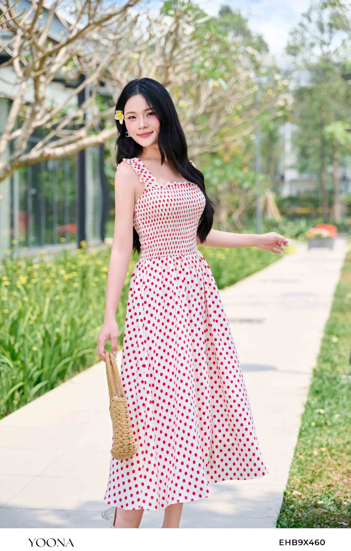EHB9X460 - Đầm đũi chấm bi