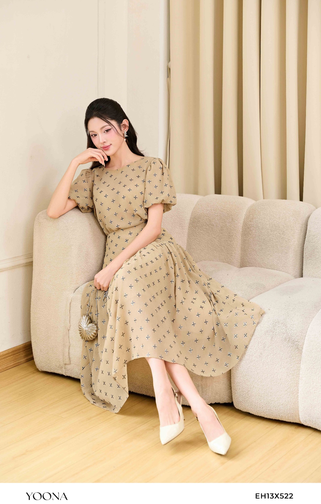 EH13X522- Sét bộ tơ nhăn họa tiết