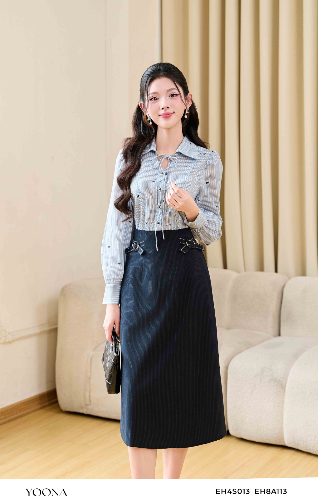 EH8A113 - Juyp twill silk kẻ sọc