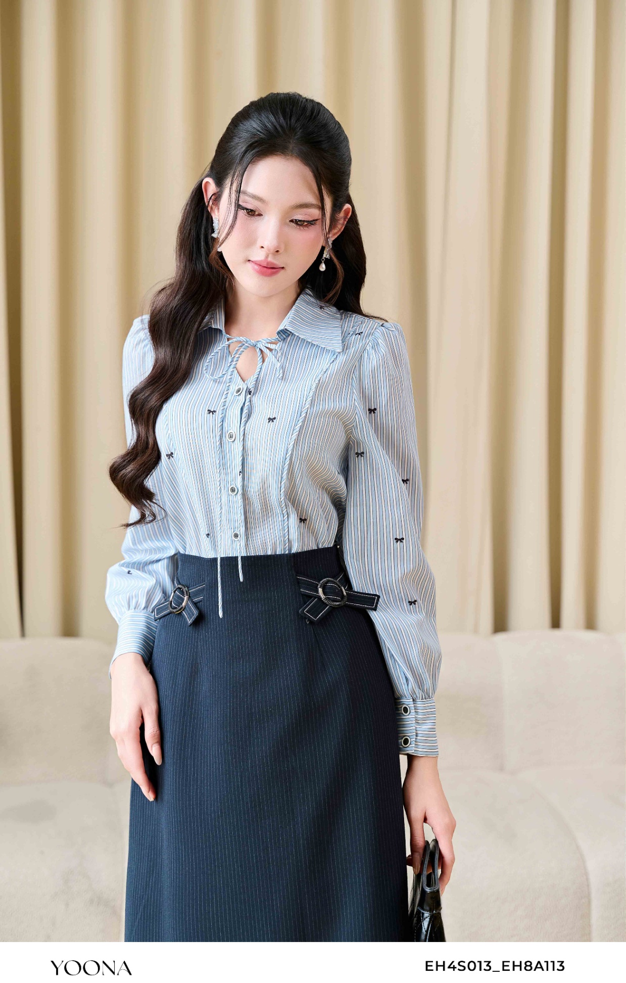 EH8A113 - Juyp twill silk kẻ sọc