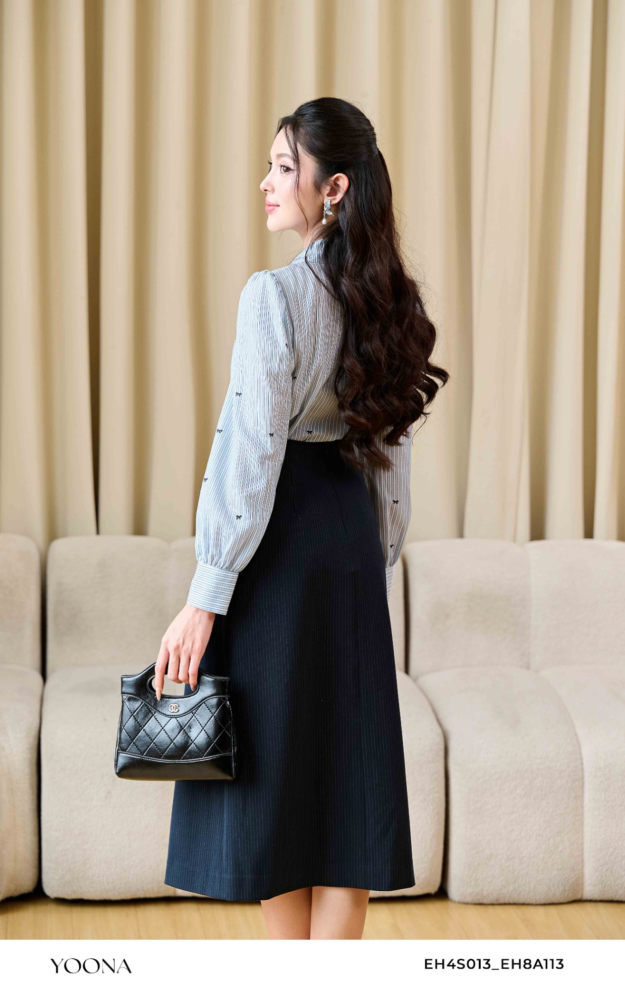 EH8A113 - Juyp twill silk kẻ sọc