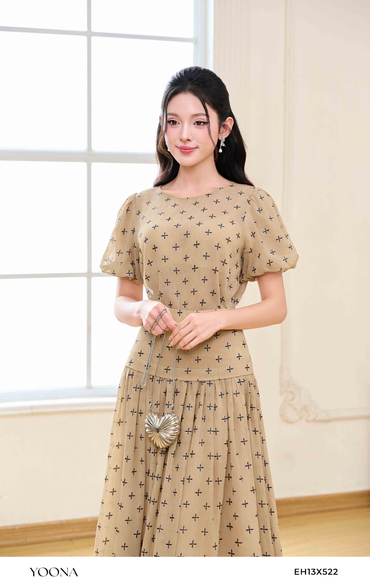 EH13X522- Sét bộ tơ nhăn họa tiết