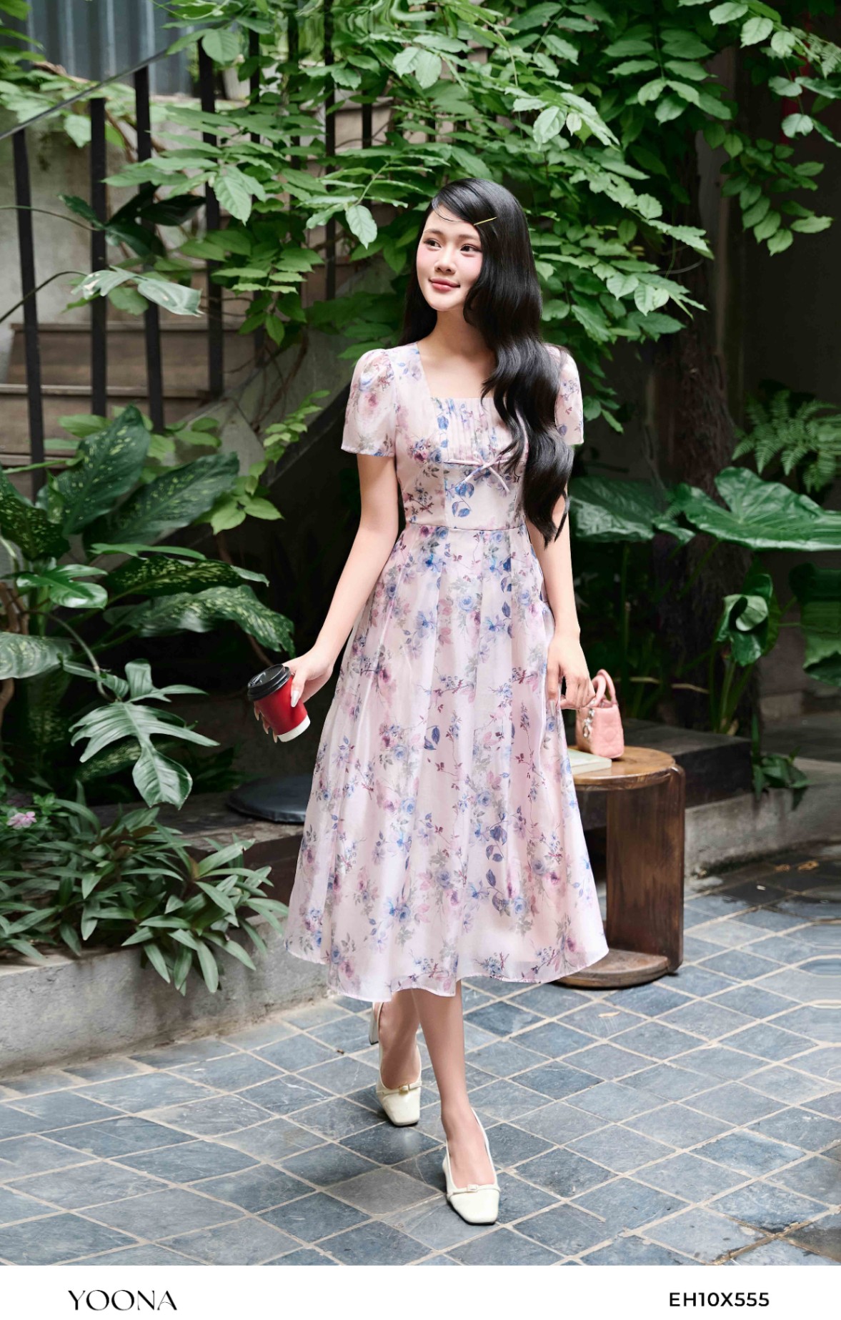 EH10X555 - Đầm tơ hoa