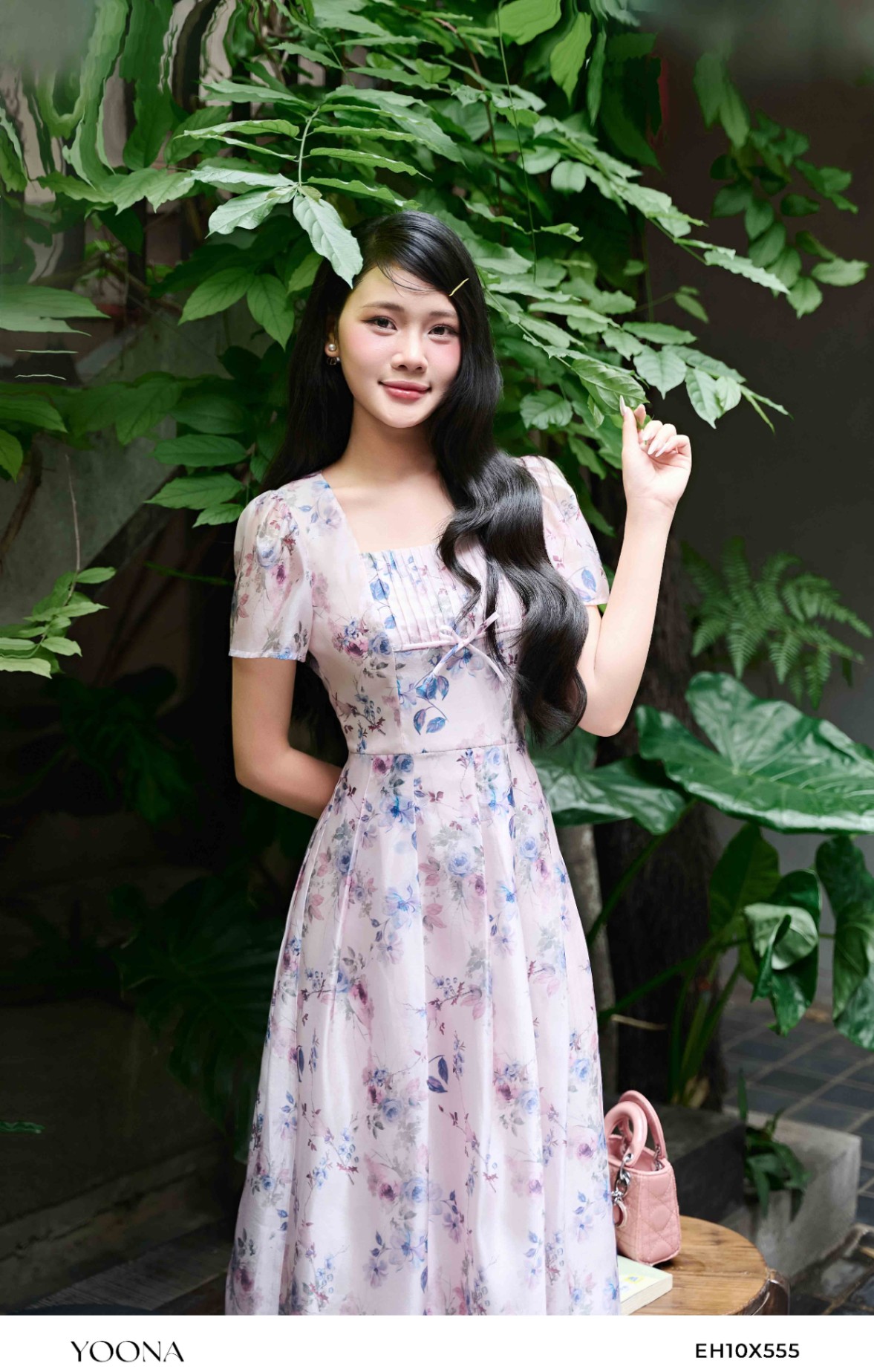 EH10X555 - Đầm tơ hoa