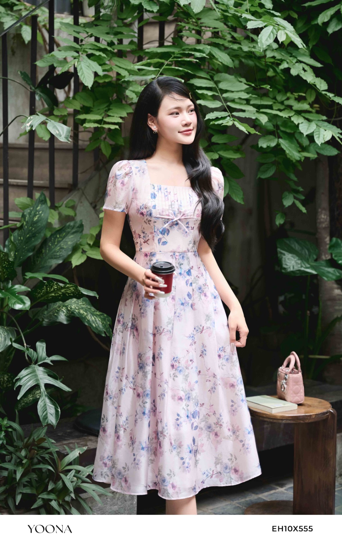 EH10X555 - Đầm tơ hoa