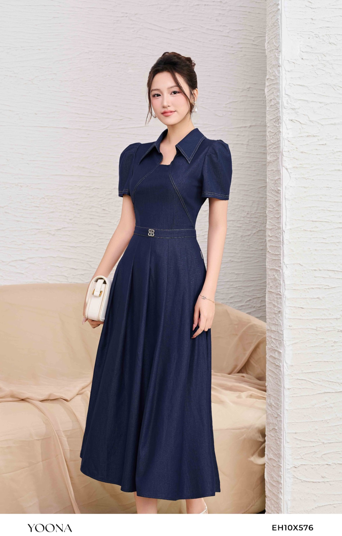 EH10X576 - Đầm lụa denim