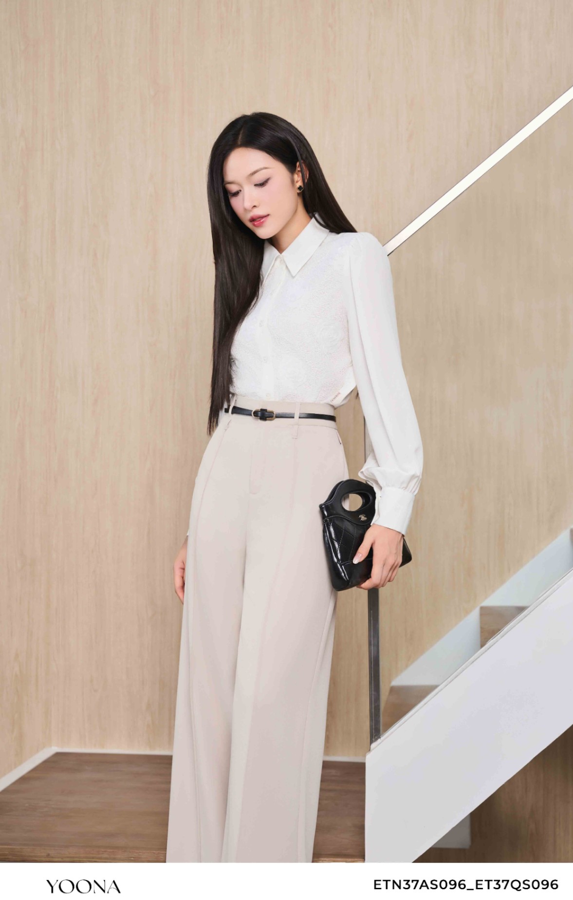 ET37QS096 - Quần twill silk xước