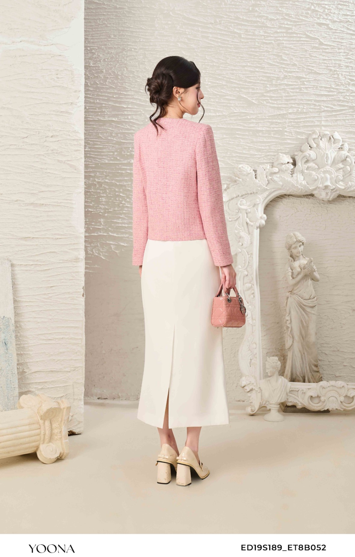 ED19S189 - Áo khoác dạ tweed kẻ kim tuyến