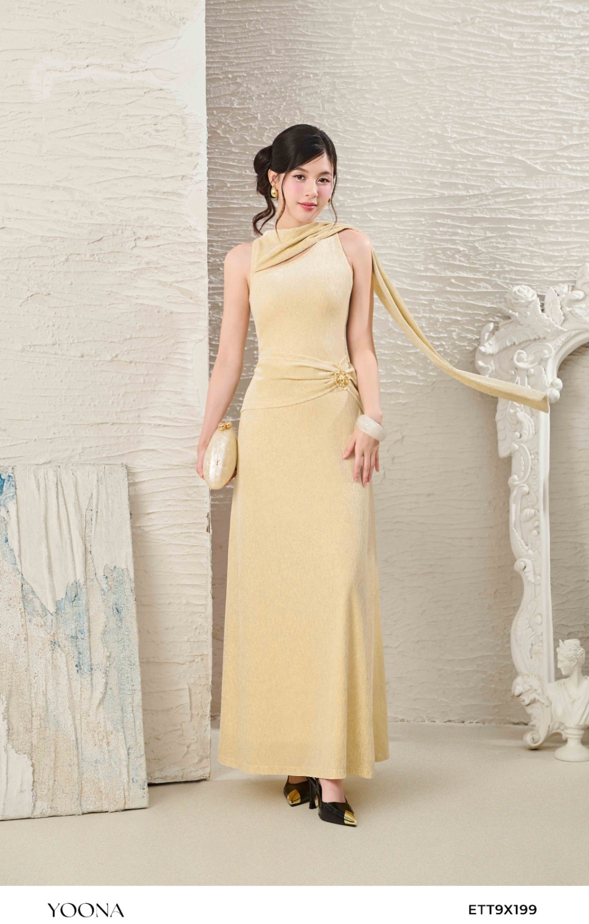 ETT9X199 - Đầm nhung the bink bạc