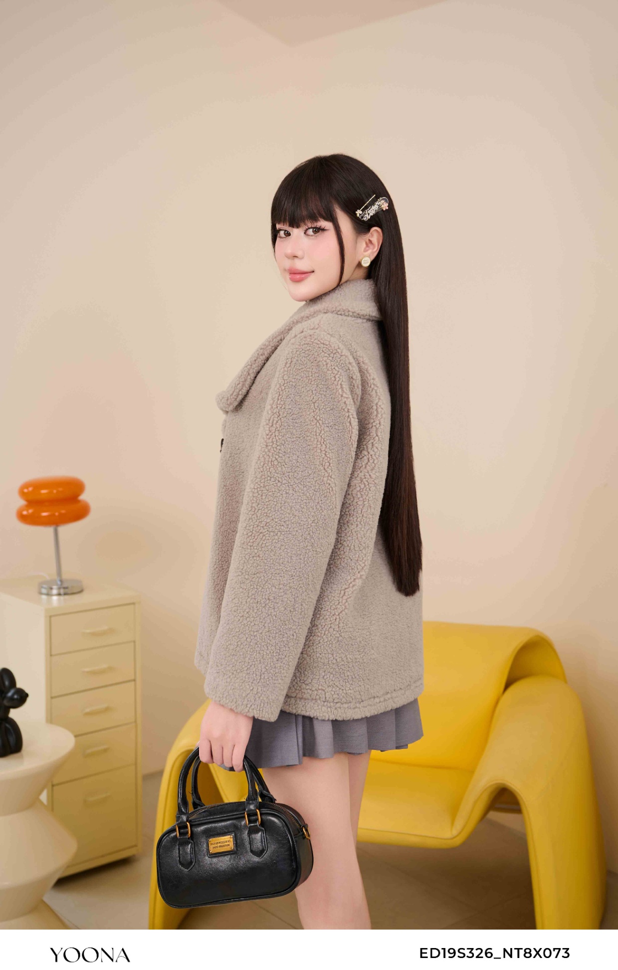ED19S326 - Áo khoác dạ lông cừu