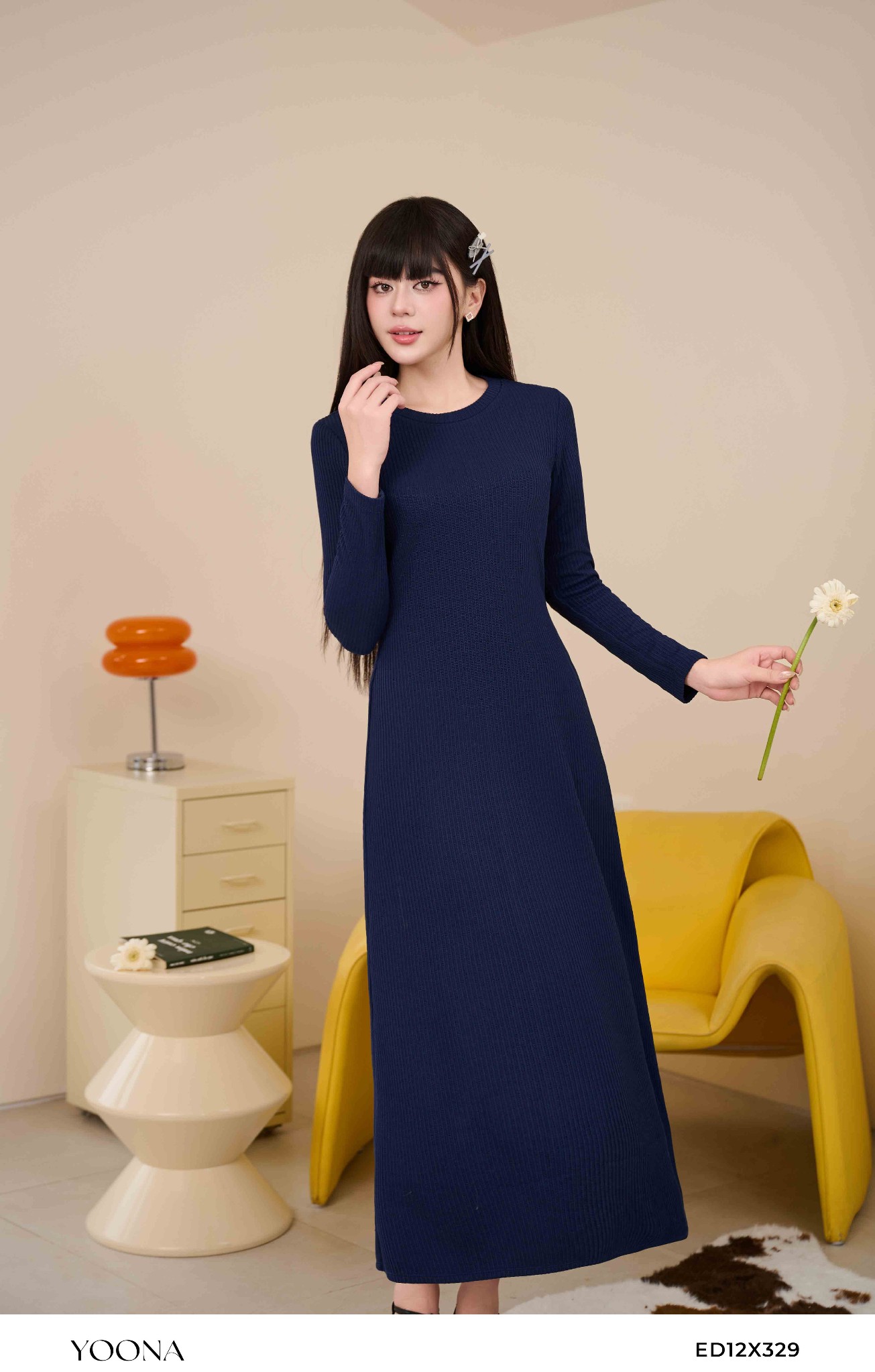 ED12X329 - Đầm len gân