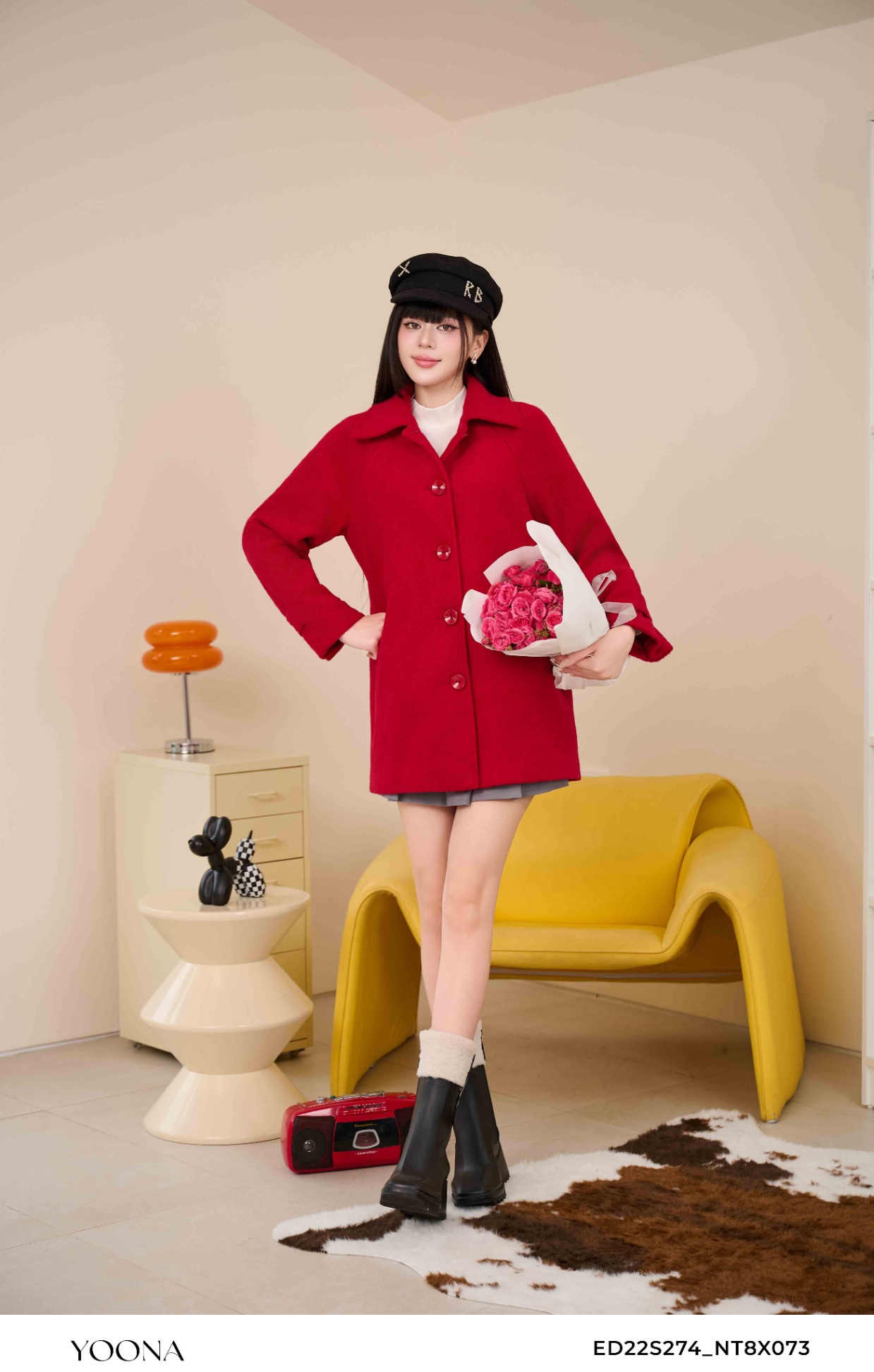 ED22S274 - Áo măng tô dạ lông cừu - M - TỔNG HỢP