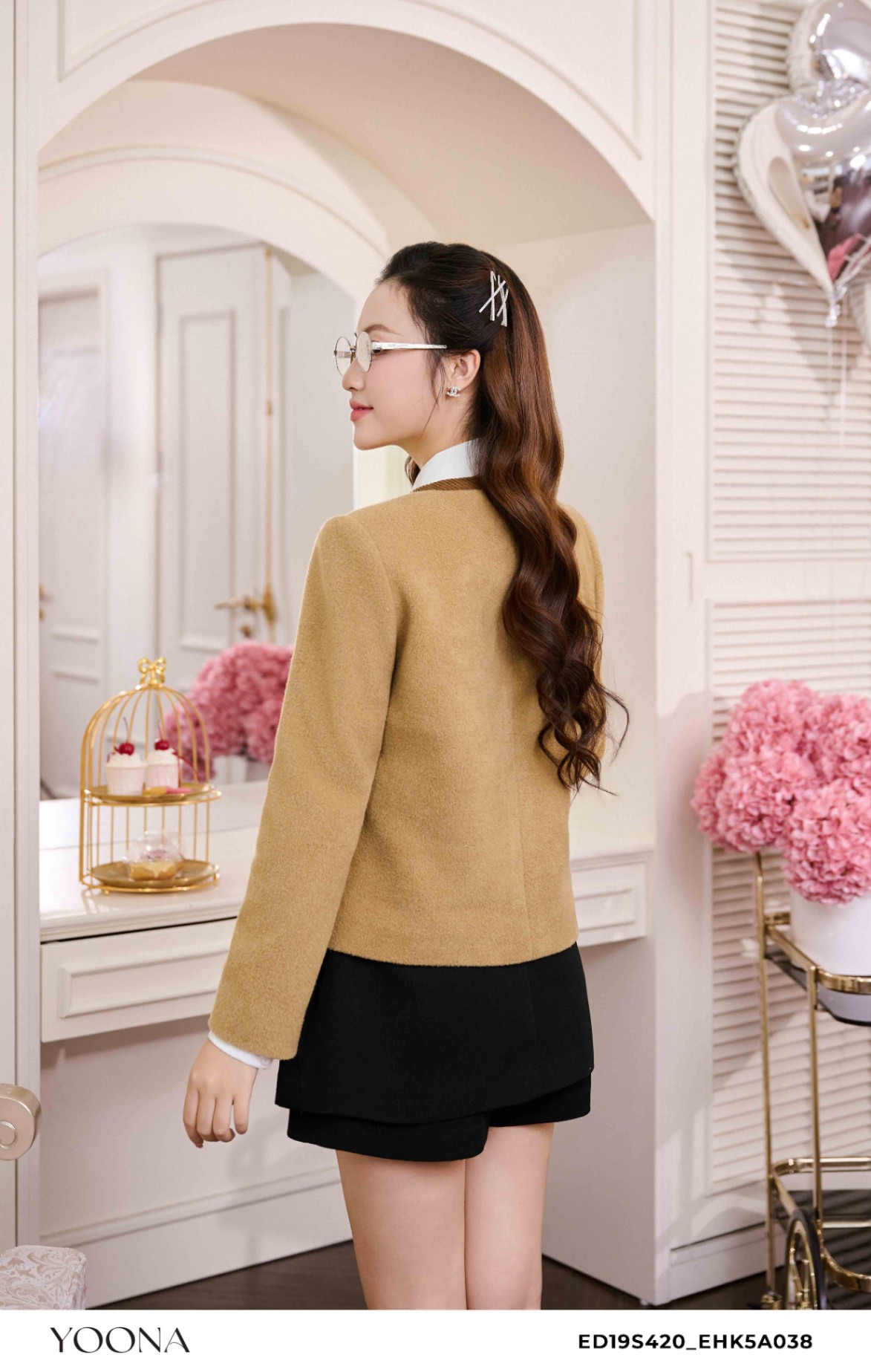 ED19S420 - Áo khoác dạ len lông cừu