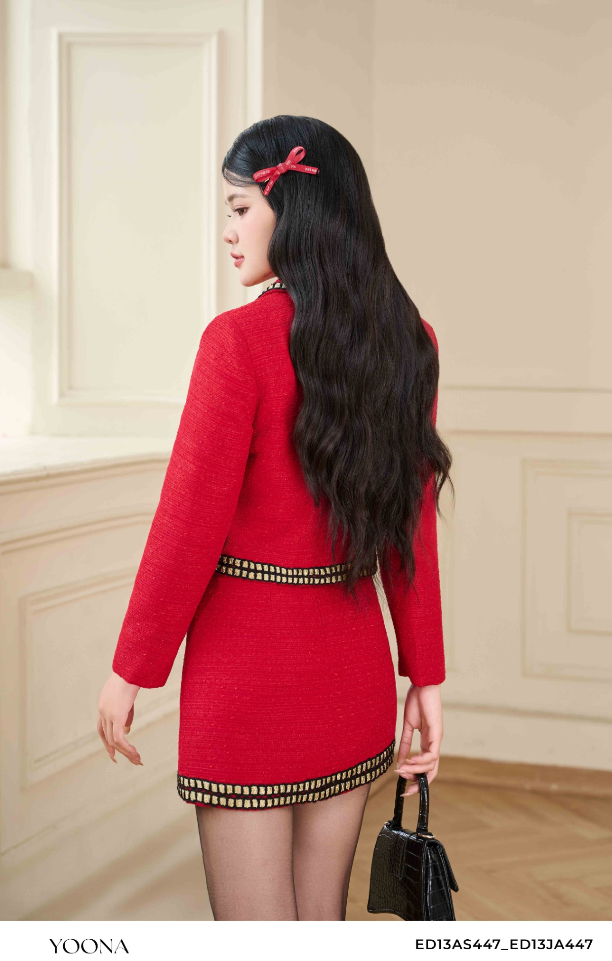 ED13AS447 - Bộ dạ tweed vân kim tuyến