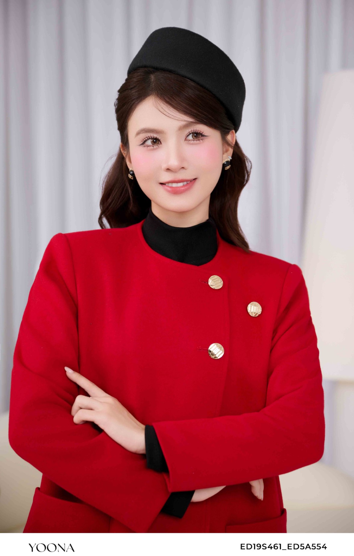 ED19S461 - Áo khoác dạ len chéo