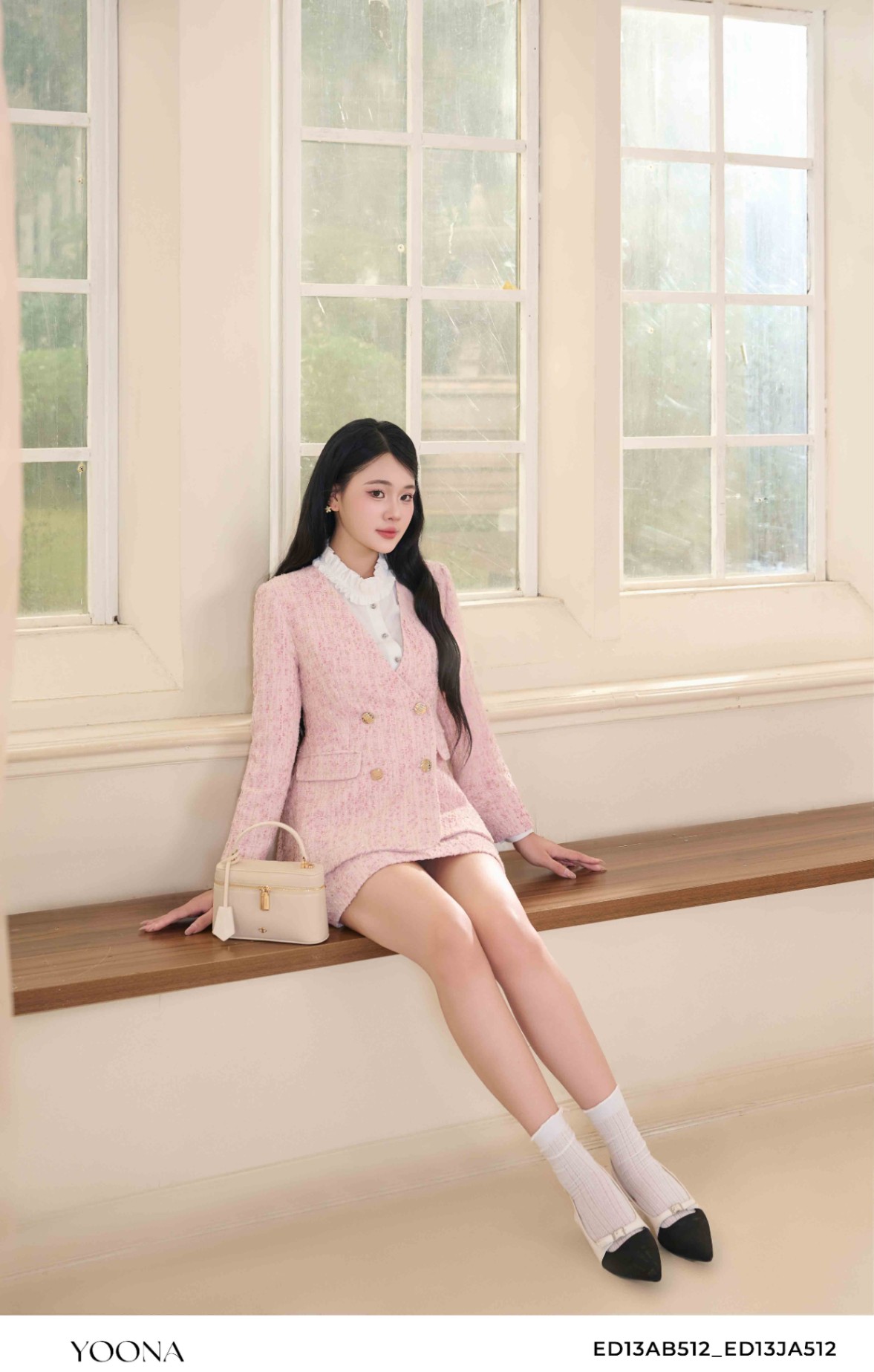 ED13AB512 - Sét bộ dạ tweed kẻ