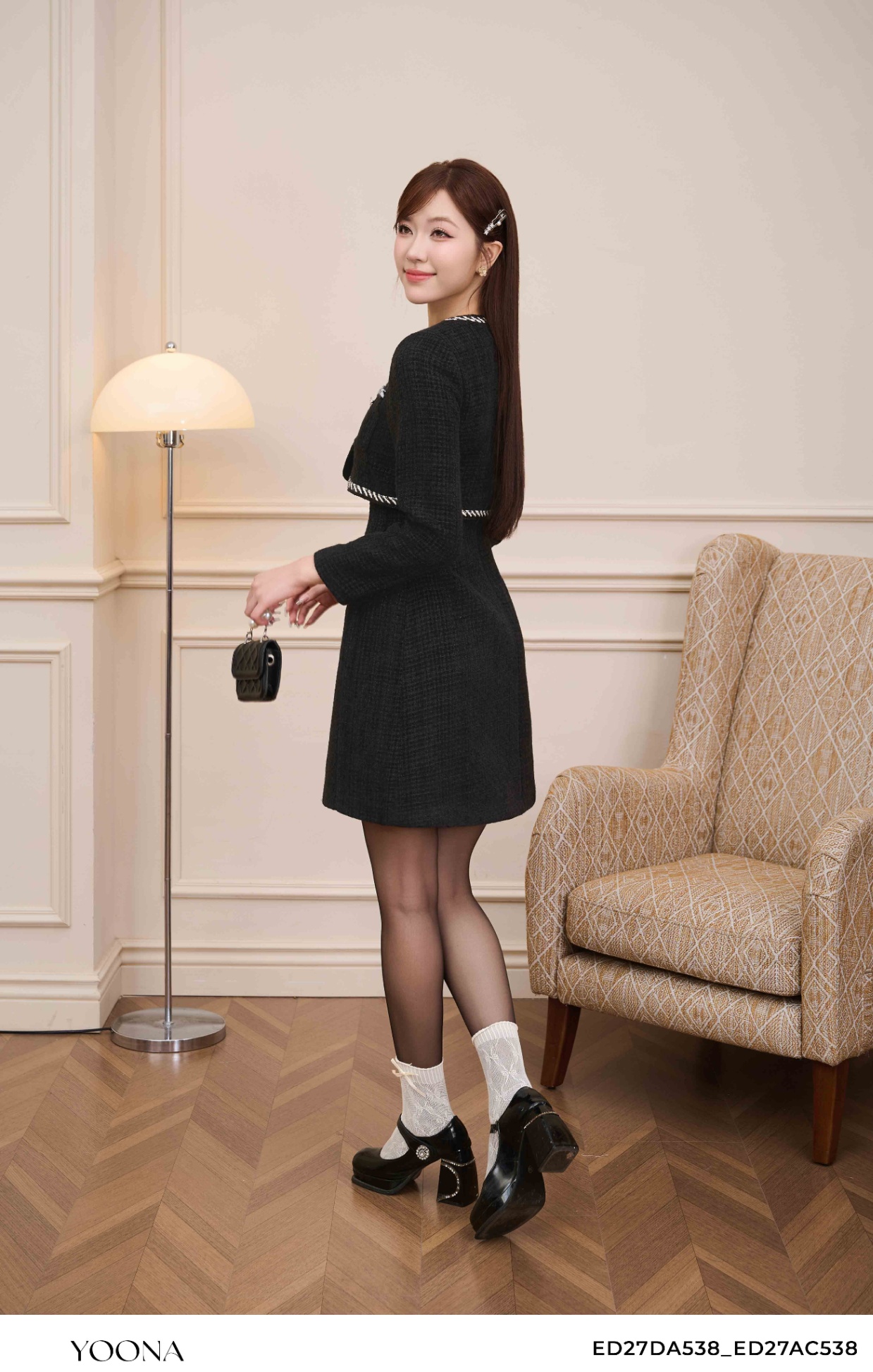 ED27DA538 - Sét bộ dạ tweed nhung