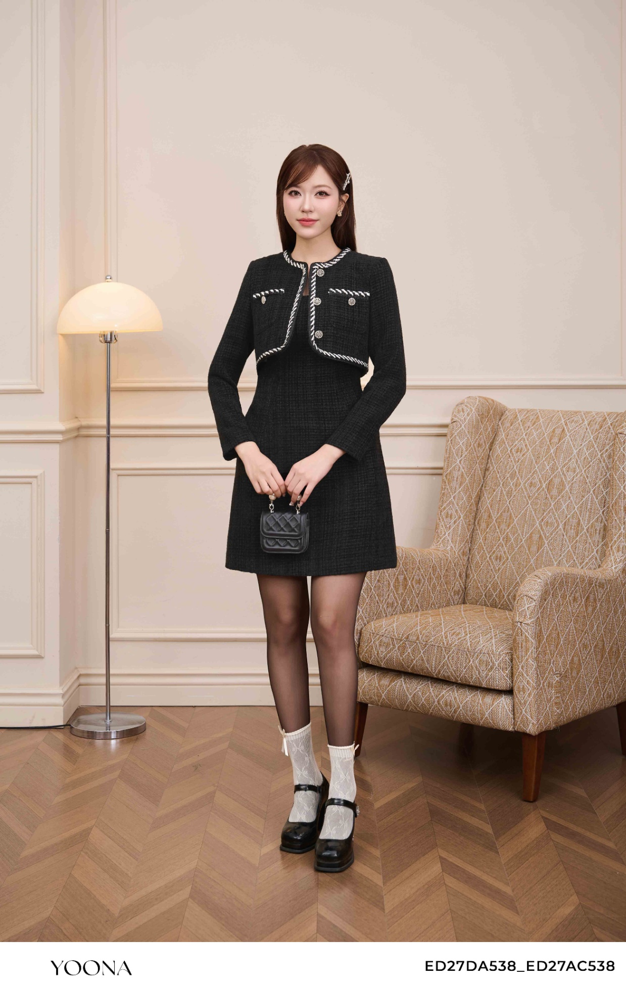 ED27DA538 - Sét bộ dạ tweed nhung