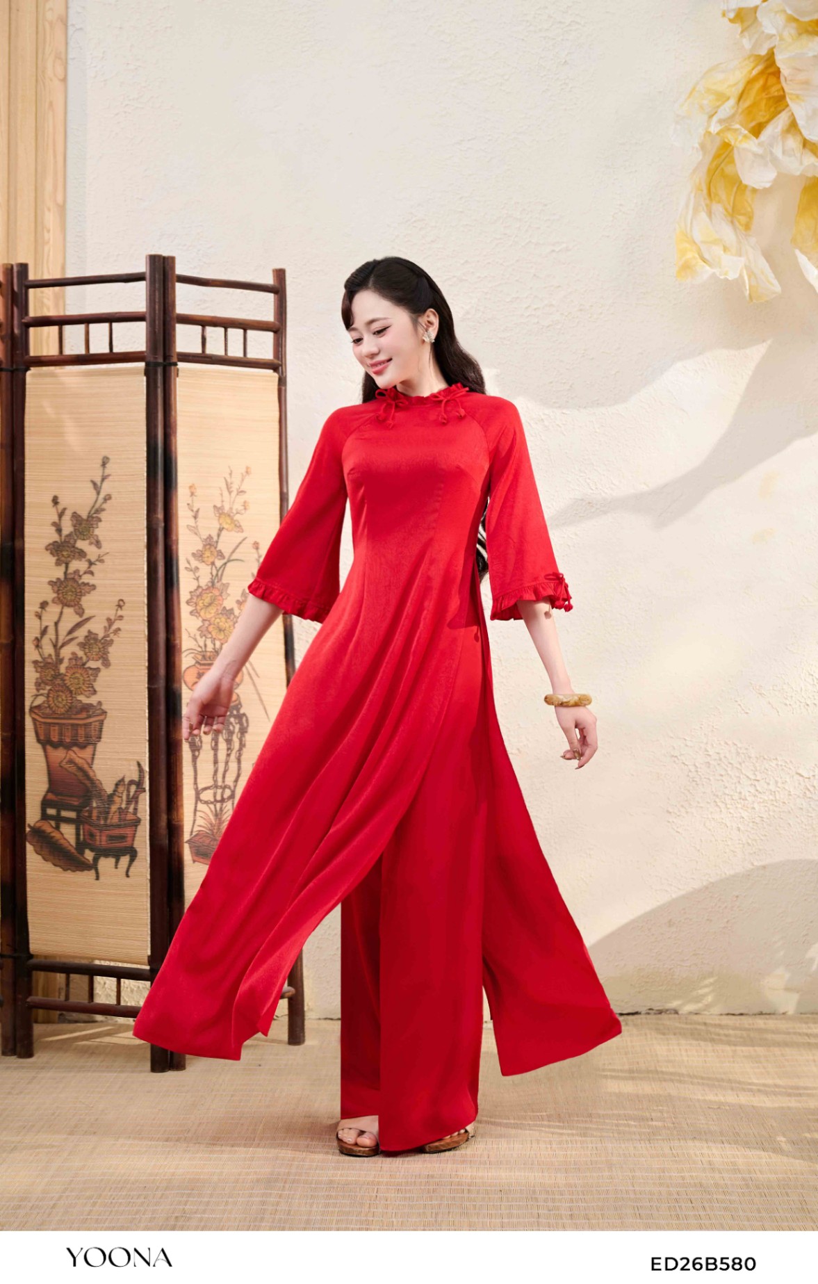 ED26B580 - Sét bộ lụa dập họa tiết