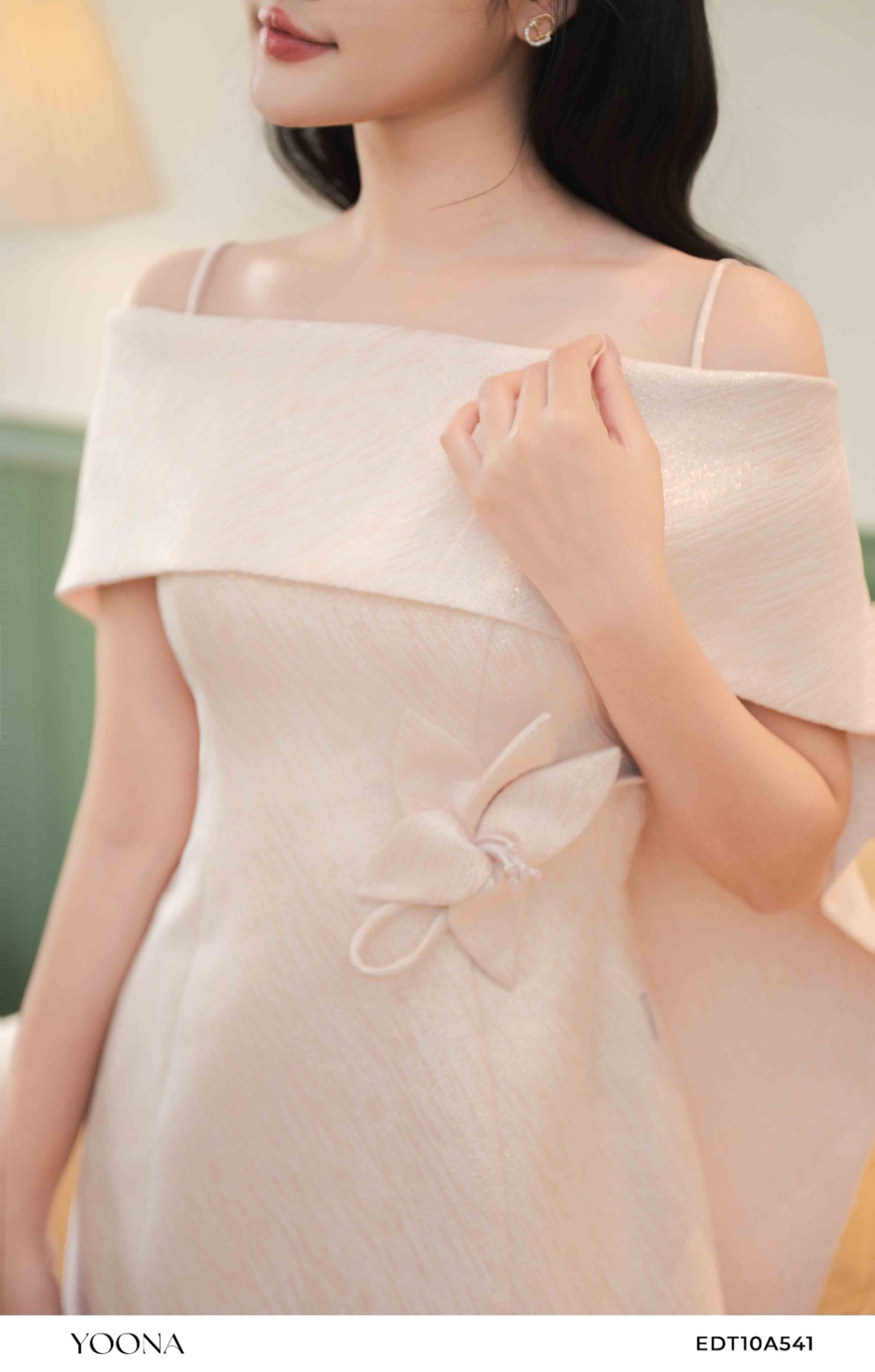 EDT10A541 - Đầm gấm hồng ánh nhũ