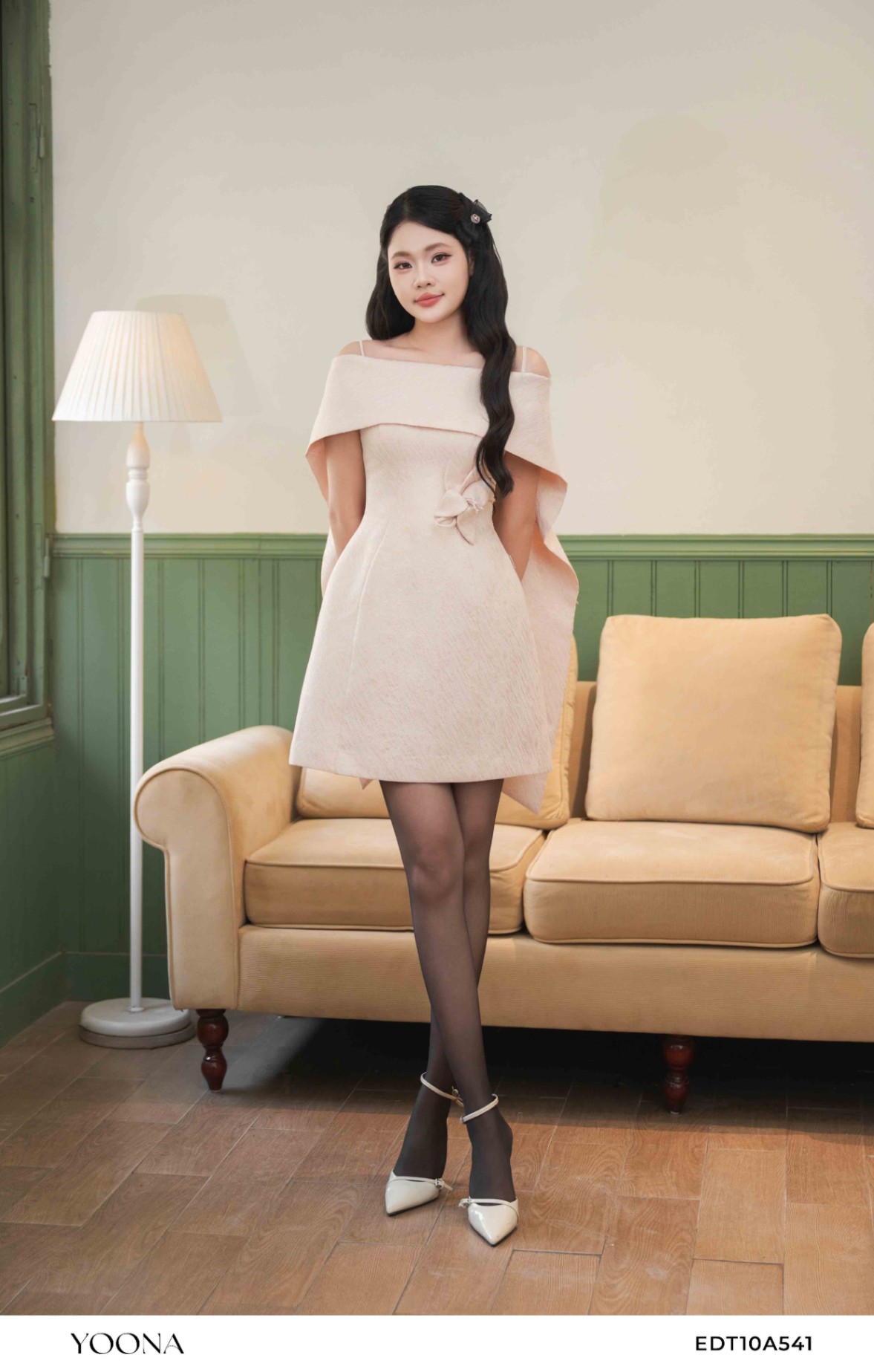 EDT10A541 - Đầm gấm hồng ánh nhũ