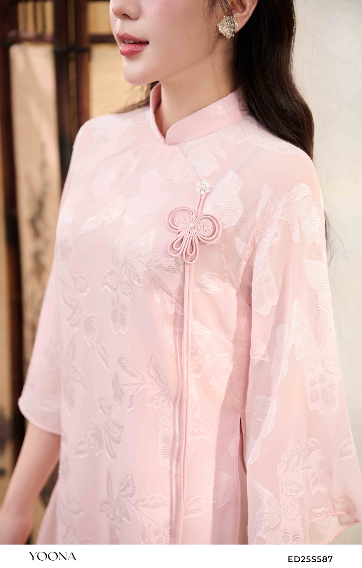 ED25S587 - Sét bộ áo dài tơ thêu