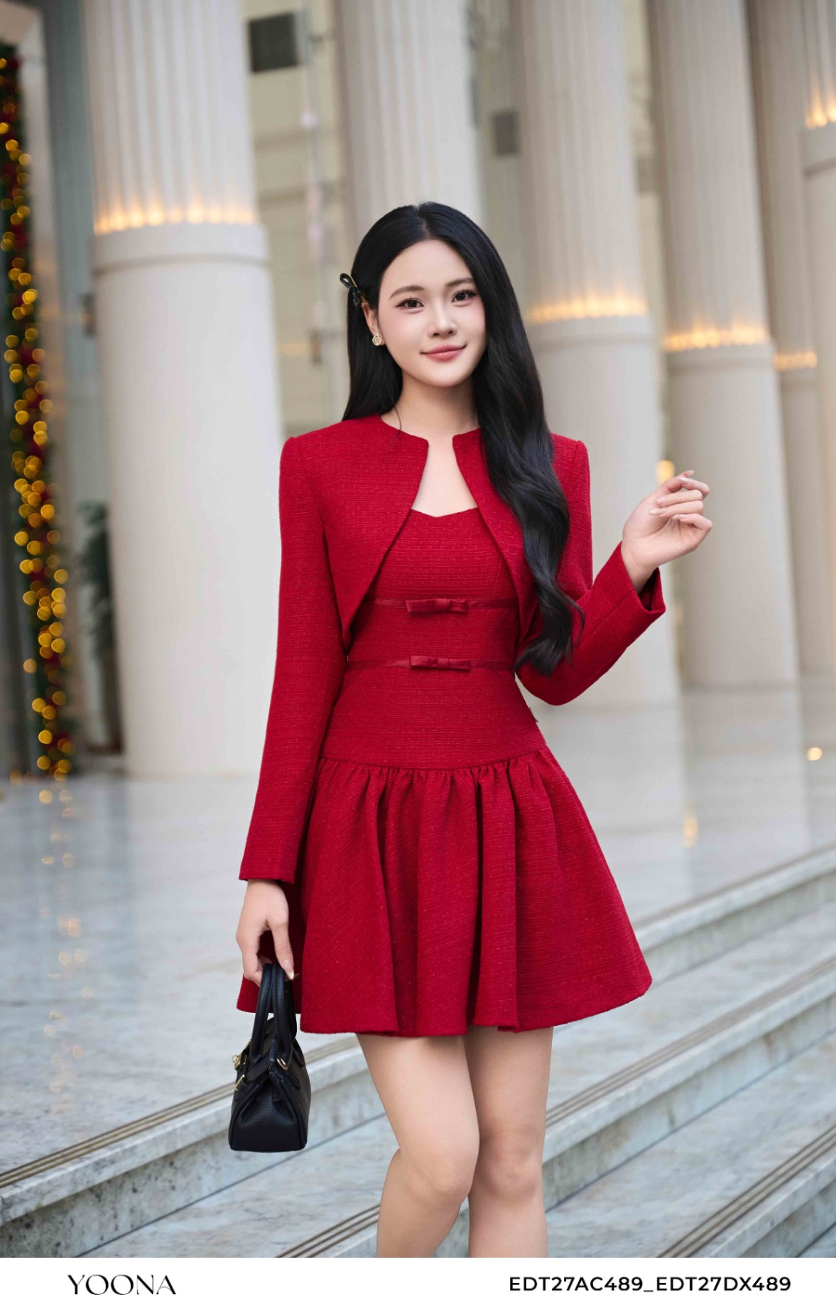 EDT27DX489 - Bộ tweed vân kim tuyến
