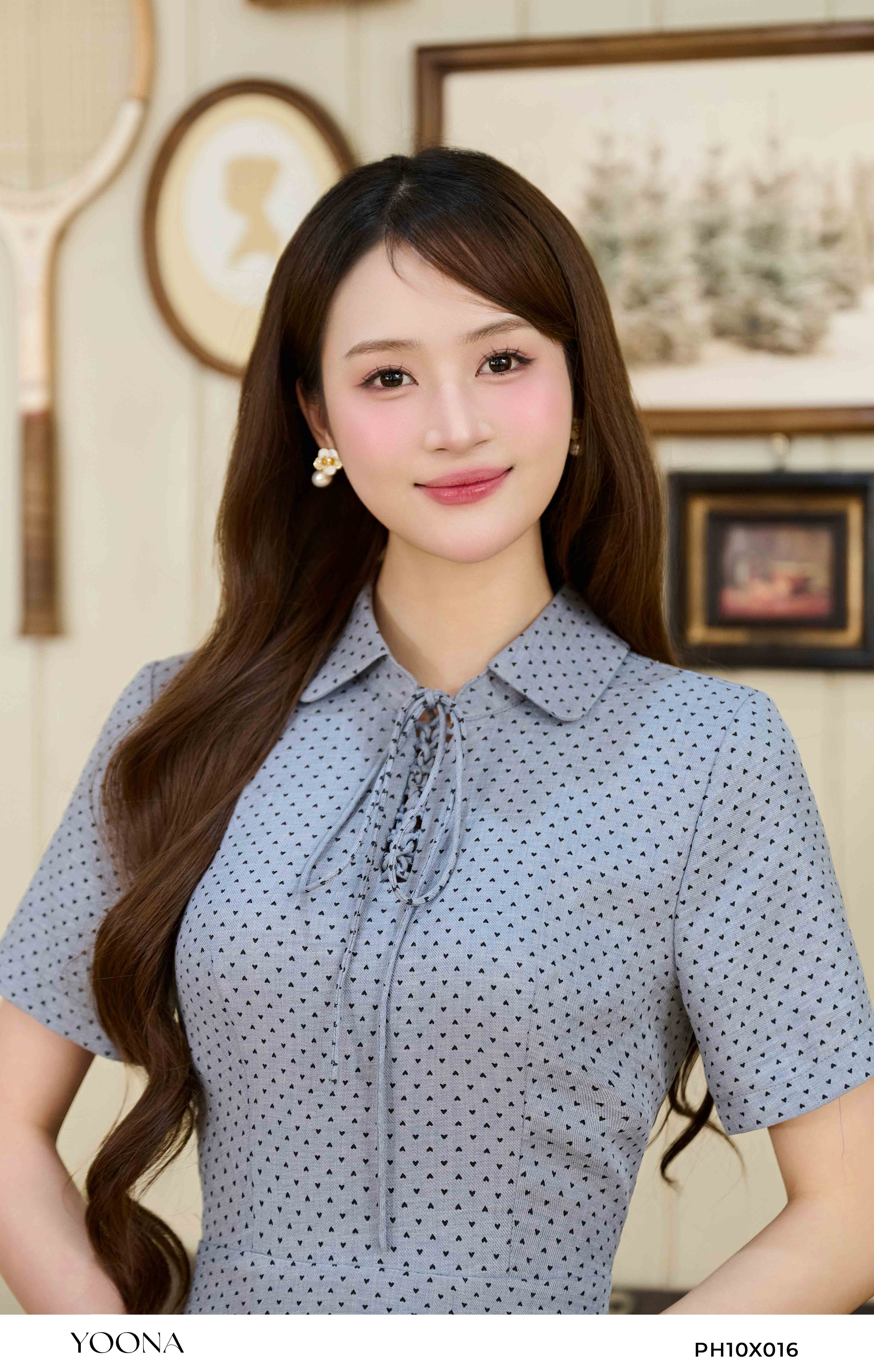 PH10X016 - Đầm đũi chéo tim nhí đen