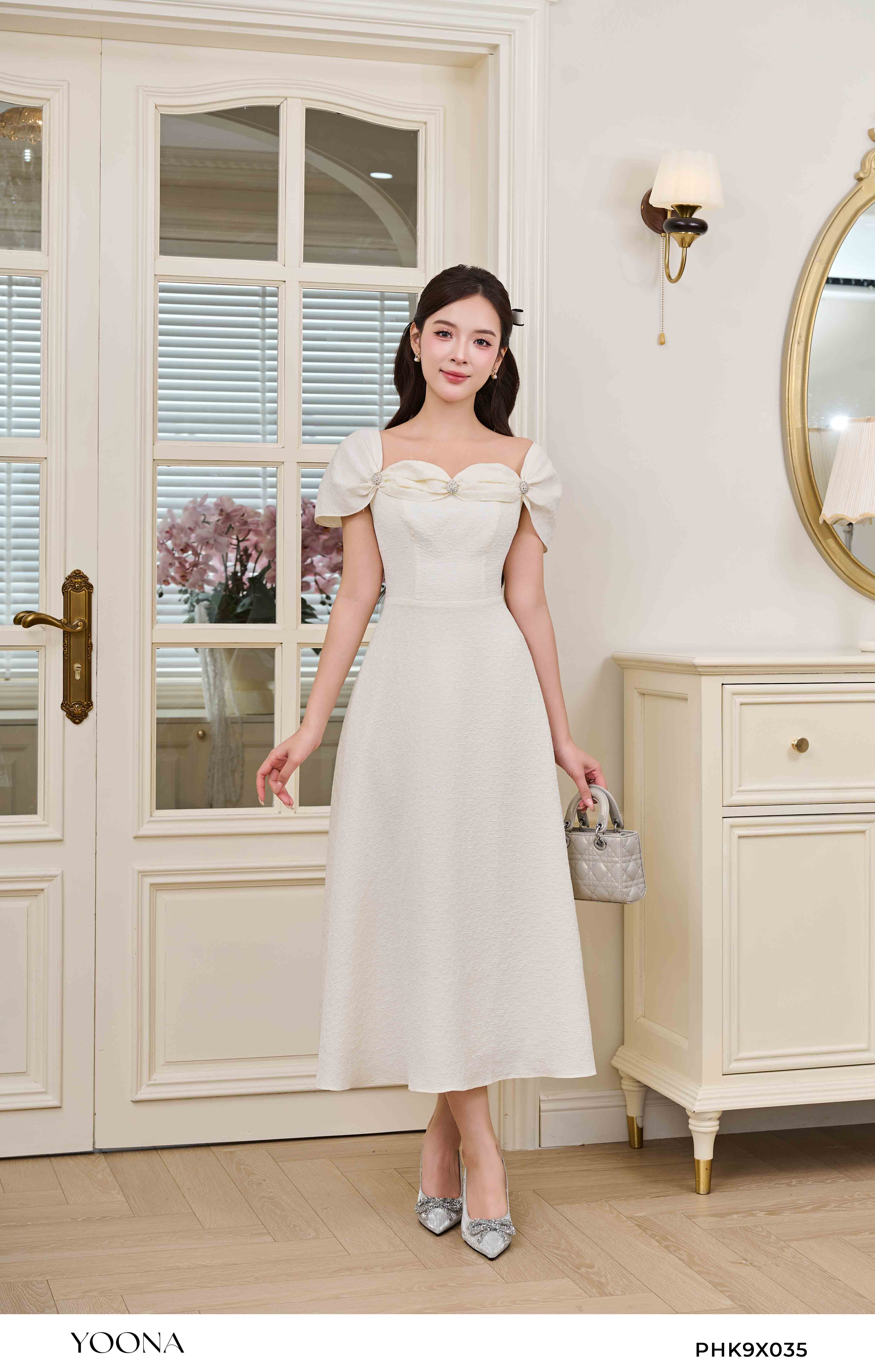 PHK9X035 - Đầm xốp vân hoa