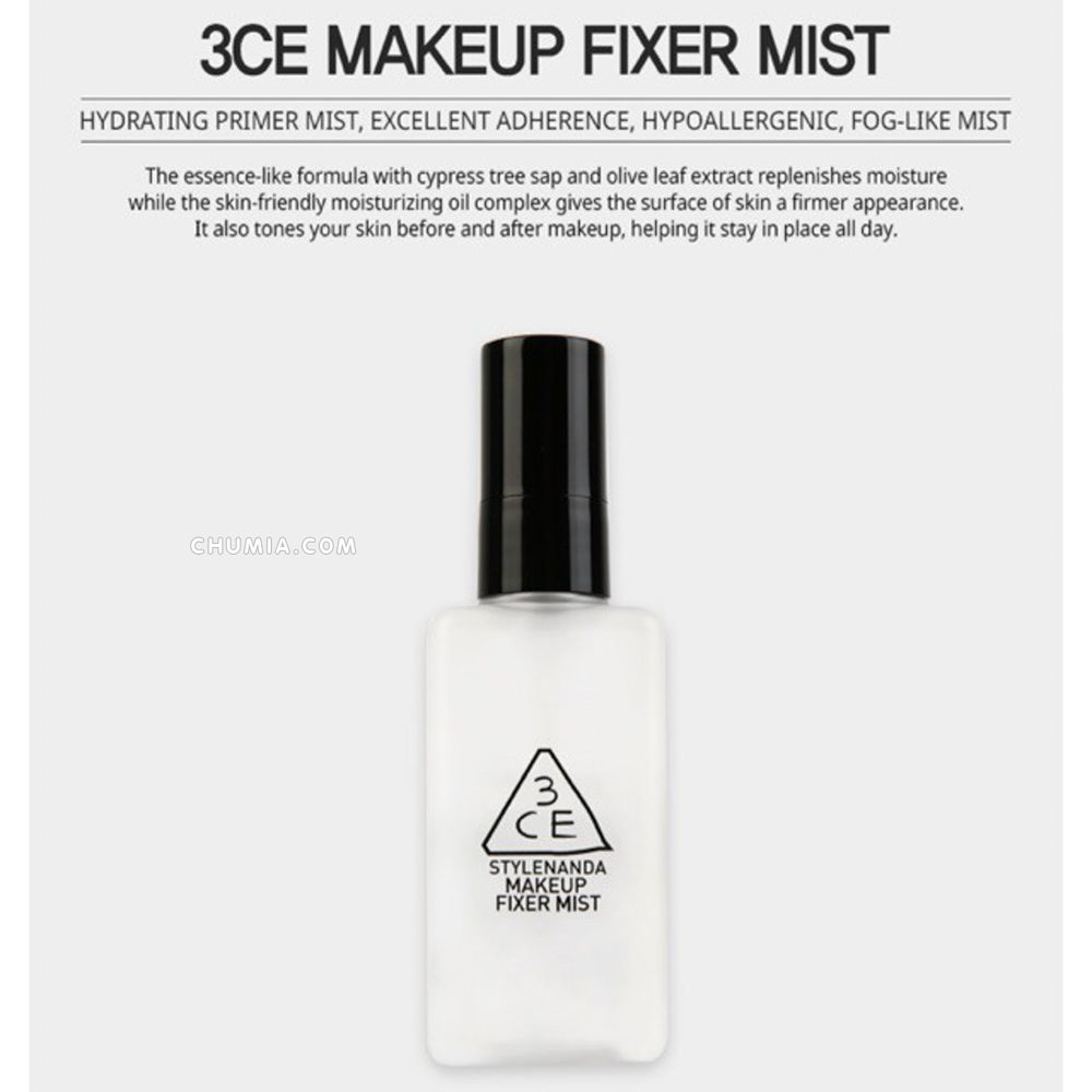 Xịt khóa nền 3CE fixer mist 100ml - vỏ đen