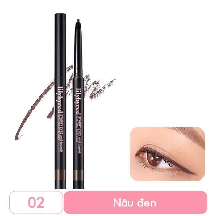 Chì kẻ mắt LILYBYRED slim gel eyeliner (chì sáp) #02 matt brown